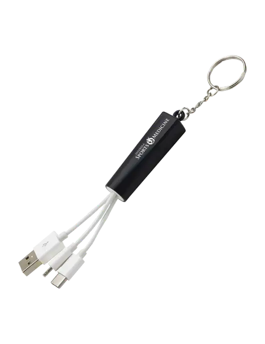 Black Light-Up Charging Cable with Key Ring w/Espanola Logo