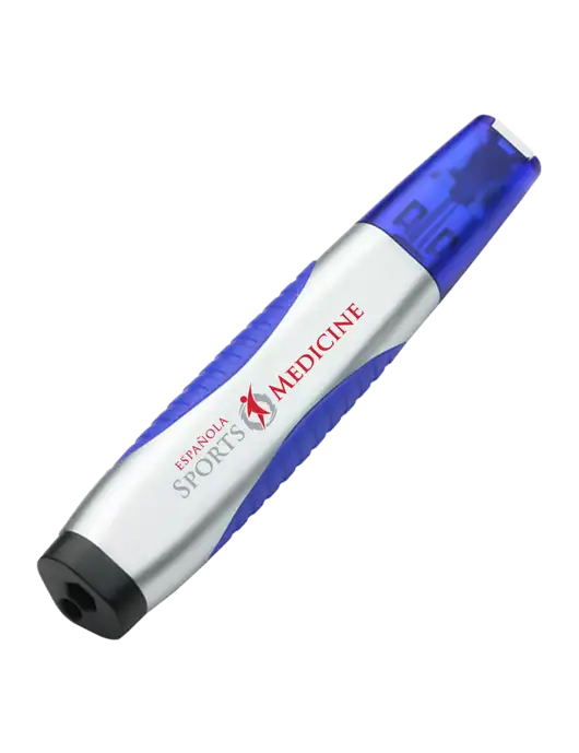 Silver/Blue Level Light Screwdriver Pen w/Espanola Logo