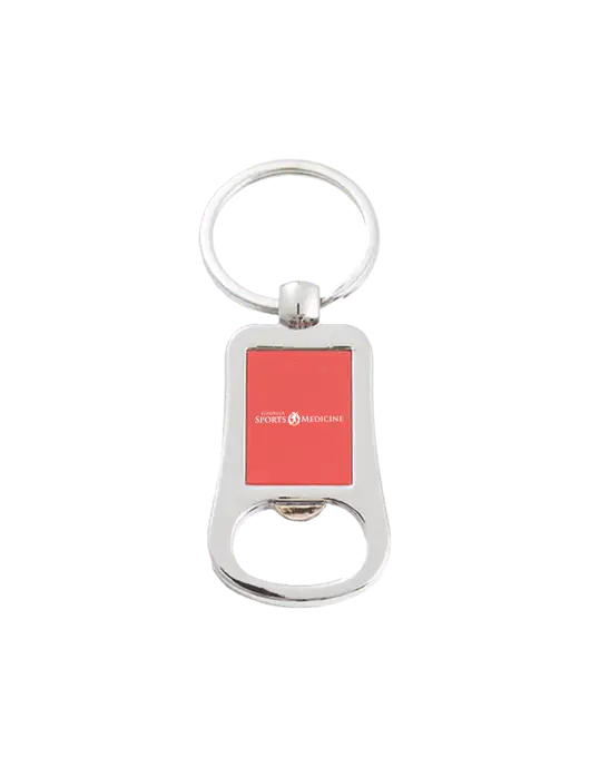 Silver & Red Bottle Opener Keychain w/Espanola Logo