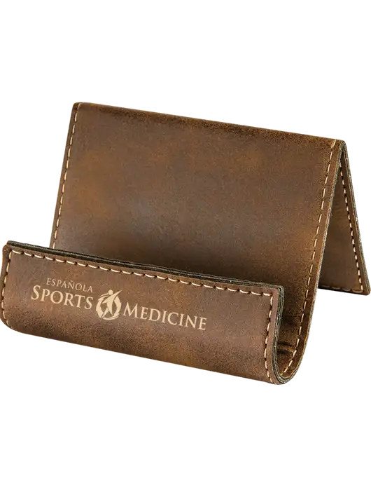 Rustic Leatherette Card & Phone Holder w/Espanola Logo