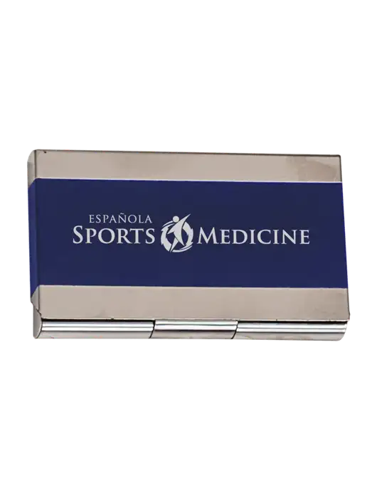 Blue 3.75 x 2.5 Business Card Holder w/Espanola Logo