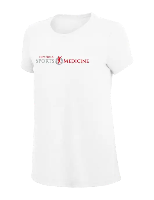 Womens Simply Soft White 4.5oz Poly/Combed Ring Spun Cotton T-Shirt
 w/Espanola Logo