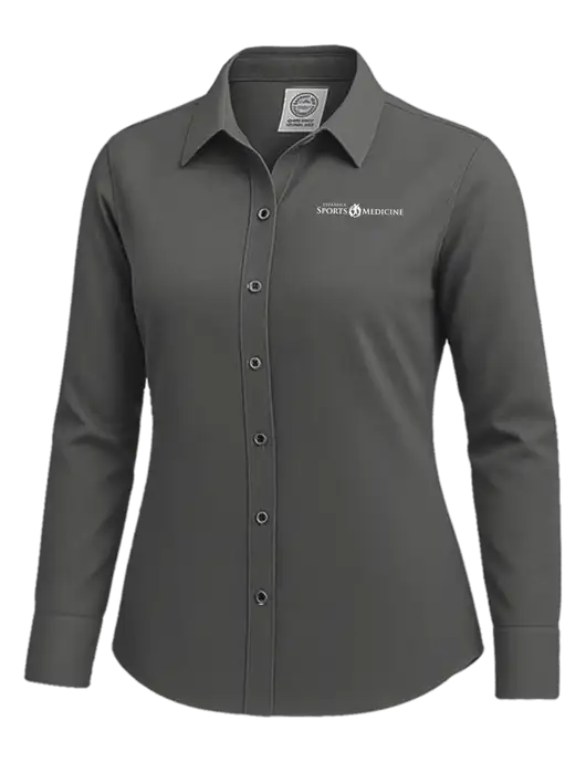 Brooks Brothers Womens Dark Grey Wrinkle-Free Stretch Nailhead Shirt w/Espanola Logo