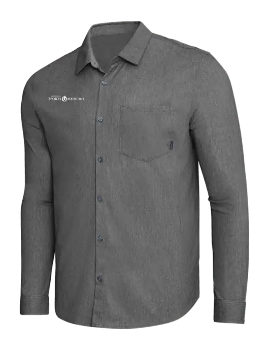 OGIO Dark Grey Heather Extend Long Sleeve Button Up Shirt w/Espanola Logo
