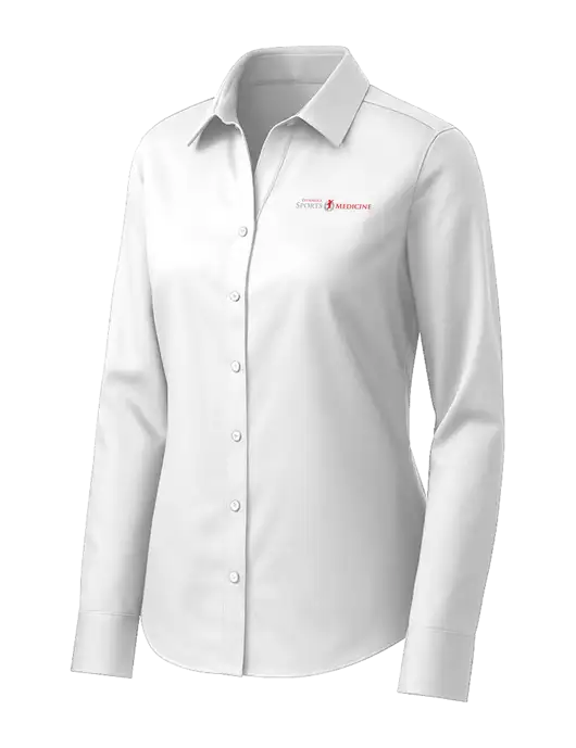 Brooks Brothers Womens White Wrinkle-Free Stretch Pinpoint Shirt w/Espanola Logo