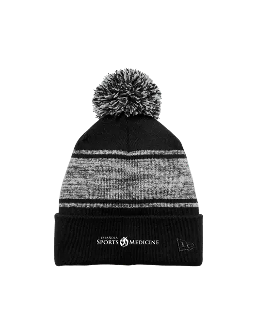 New Era Black/Charcoal Knit Chilled Pom Beanie w/Espanola Logo