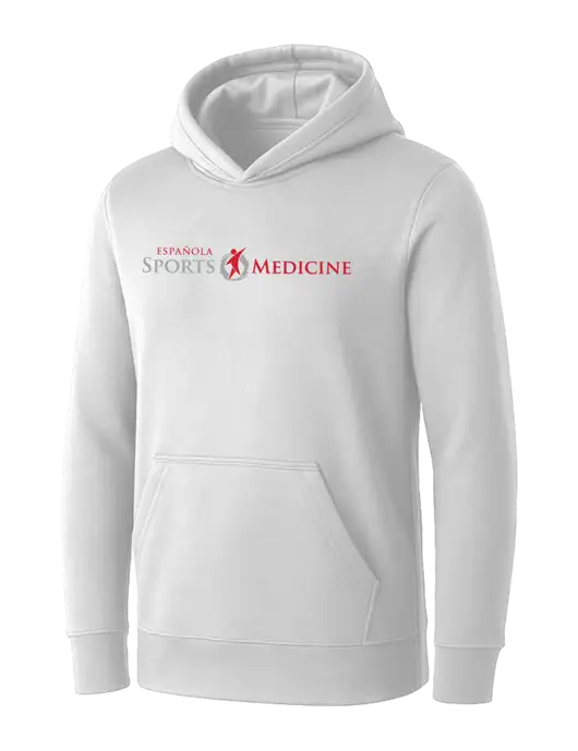 Womens White Core Fleece Pullover Hooded Sweatshirt w/Espanola Logo