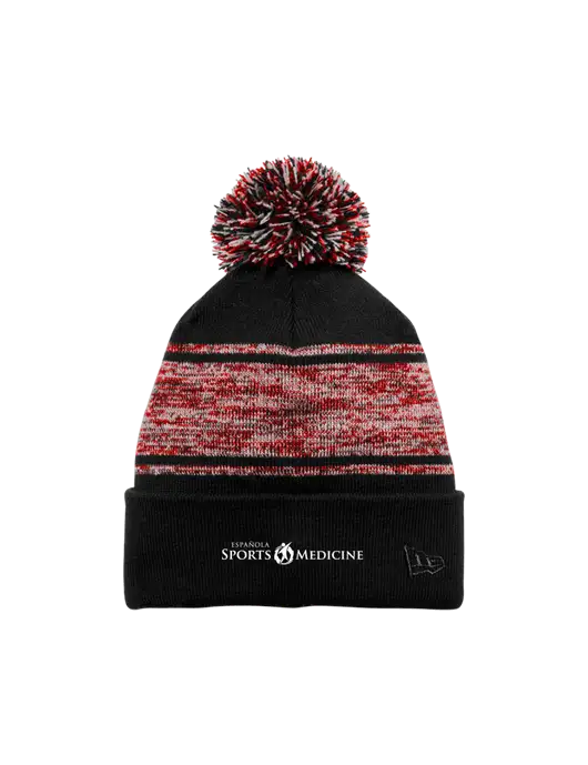New Era Black/Red Knit Chilled Pom Beanie w/Espanola Logo