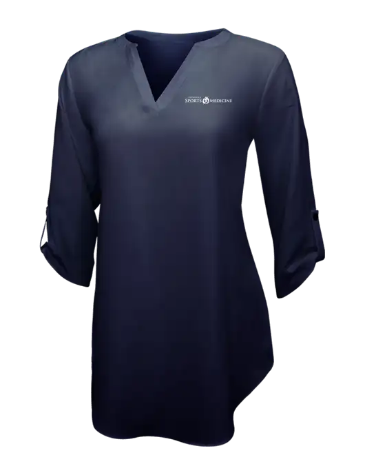 Navy Womens 3/4 Sleeve Tunic Blouse w/Espanola Logo