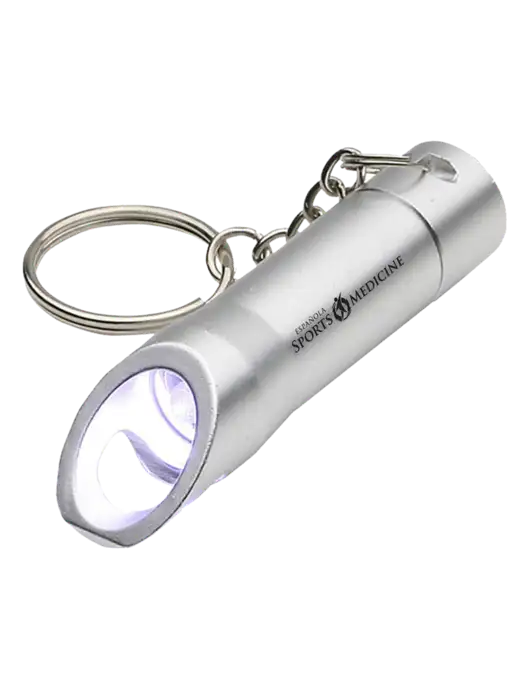 Silver Pocket LED Flashlight with Bottle Opener & Keychain w/Espanola Logo