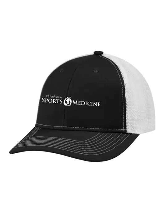 Snapback Ponytail Trucker Cap Black w/White Mesh w/Espanola Logo