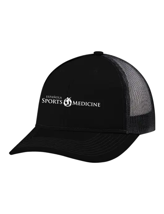 Snapback Ponytail Trucker Cap Black w/Black Mesh w/Espanola Logo