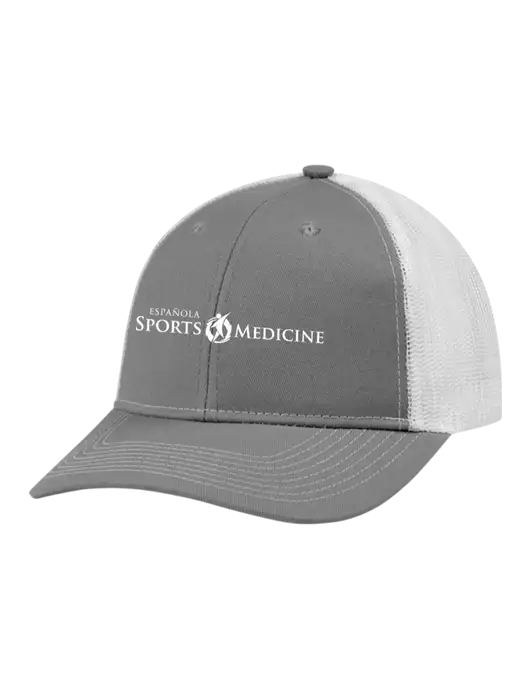 Snapback Ponytail Trucker Cap Light Medium Heather Grey w/White Mesh w/Espanola Logo