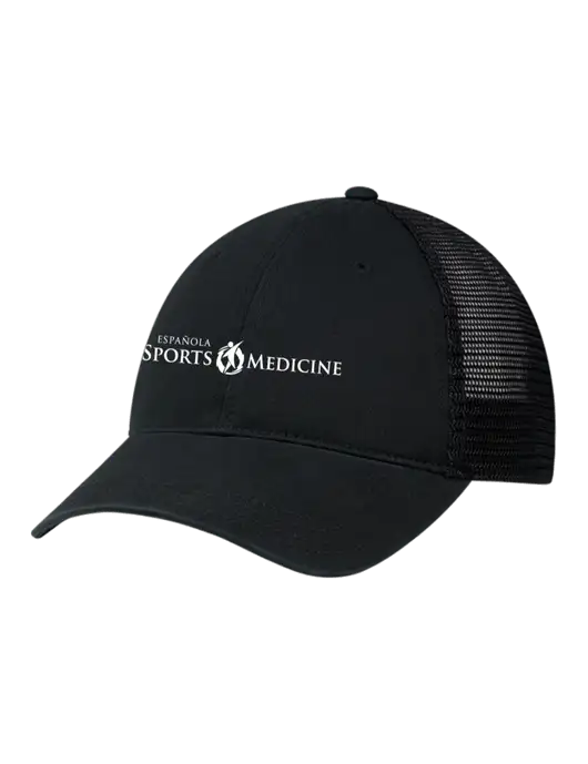 Richardson 111 Garment Washed Trucker Cap Black w/Black Mesh w/Espanola Logo