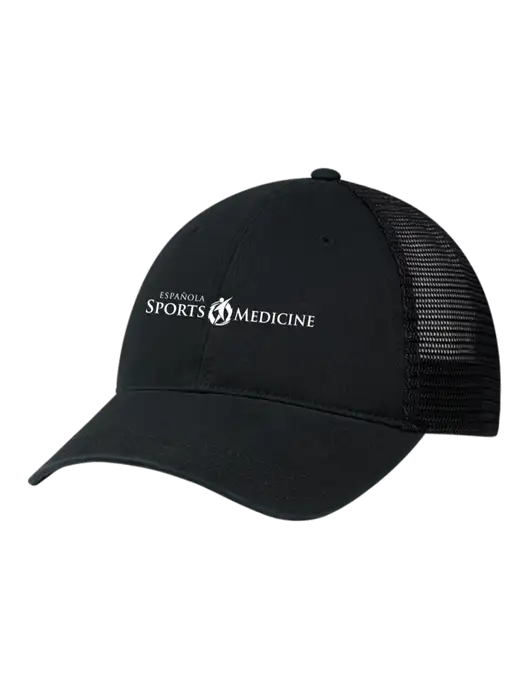 Richardson 111 Garment Washed Trucker Cap Black w/Black Mesh w/Espanola Logo