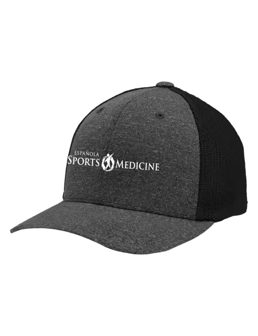 Flexfit Black/Dark Charcoal Heather Melange Mesh Back Trucker Cap w/Espanola Logo