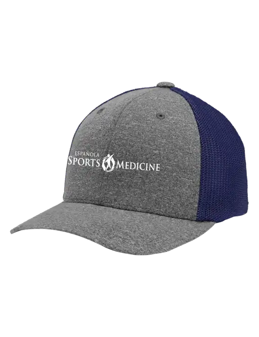 Flexfit Navy/Medium Grey Heather Melange Mesh Back Trucker Cap w/Espanola Logo