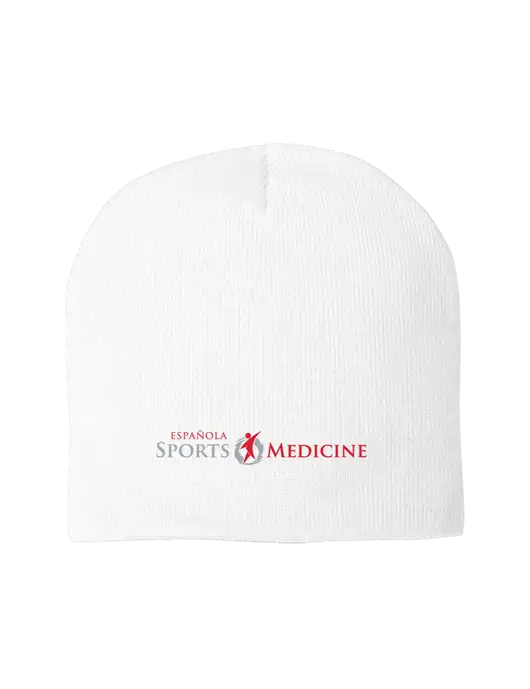 Solid White Element Knit Beanie w/Espanola Logo