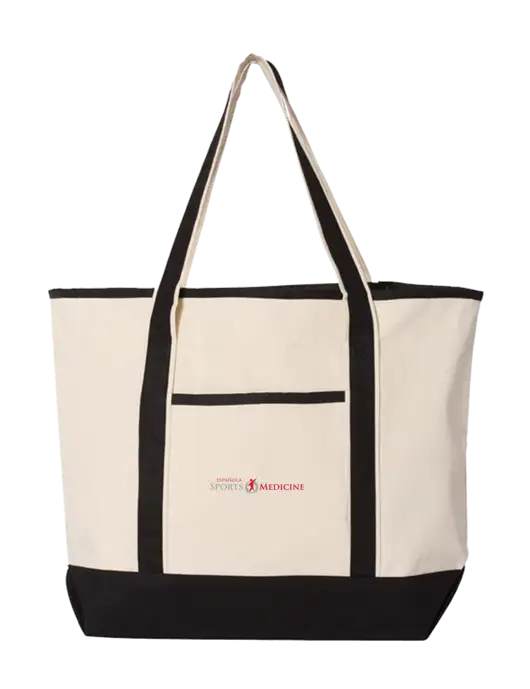 Natural/Black Large Canvas Deluxe Tote w/Espanola Logo