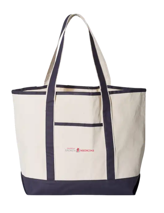 Natural/Navy Large Canvas Deluxe Tote w/Espanola Logo