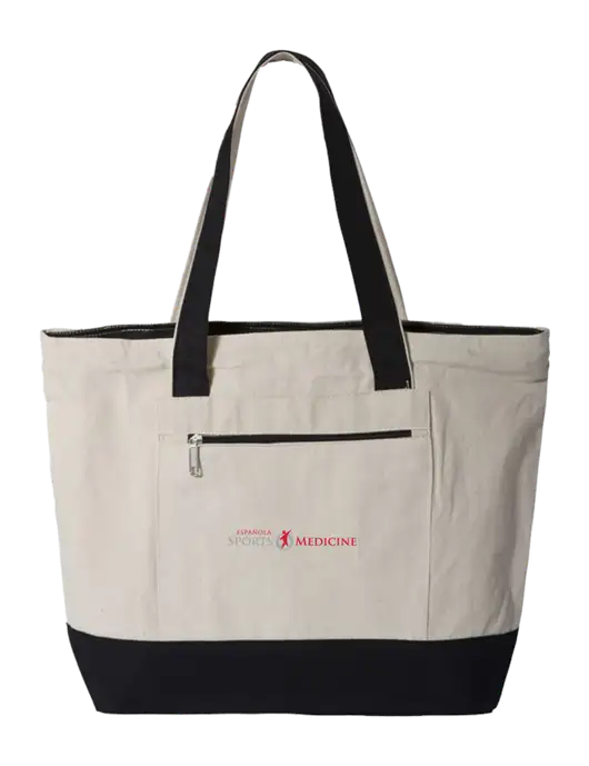 Natural/Black Zippered Tote  w/Espanola Logo