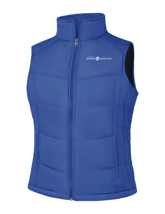 Womens Dark Royal Blue/Black Puffy Vest w/Espanola Logo