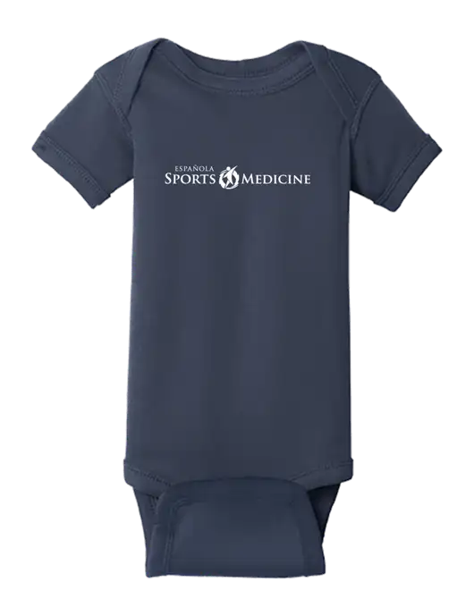 Rabbit Skins Navy Infant Short Sleeve Baby Rib Bodysuit w/Espanola Logo