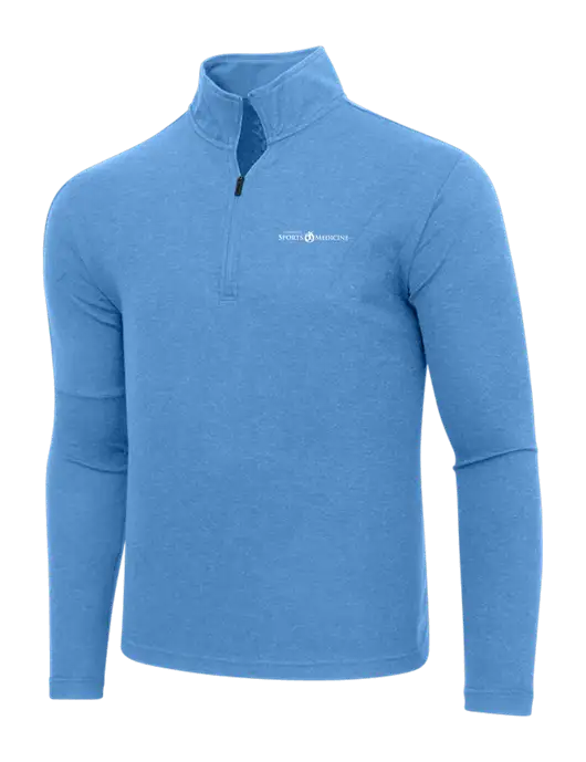 Adidas Light Blue Heather 3 Stripes Quarter Zip Sweater w/Espanola Logo