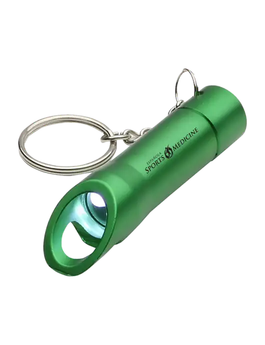 Medium Green Pocket LED Flashlight with Bottle Opener & Keychain w/Espanola Logo