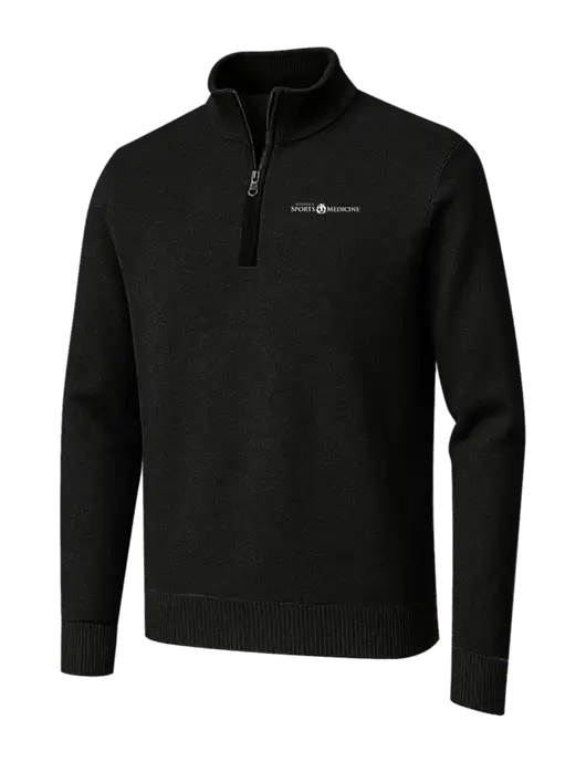 Brooks Brothers Black Washable Merino Birdseye 1/4-Zip Sweater w/Espanola Logo