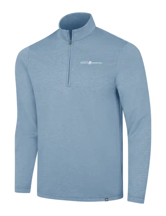 TravisMathew Light Blue Heather Coveside ¼-Zip w/Espanola Logo