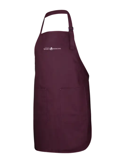 Full-Length Maroon Apron With Pockets w/Espanola Logo