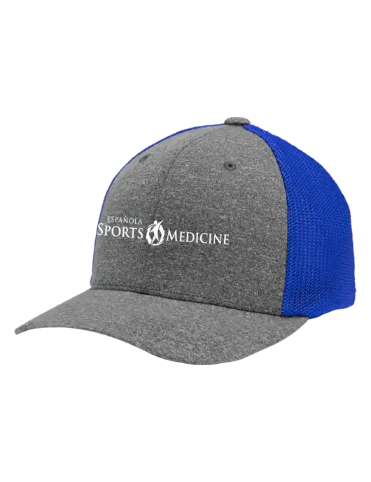 Flexfit Royal/Medium Grey Heather Melange Mesh Back Trucker Cap w/Espanola Logo
