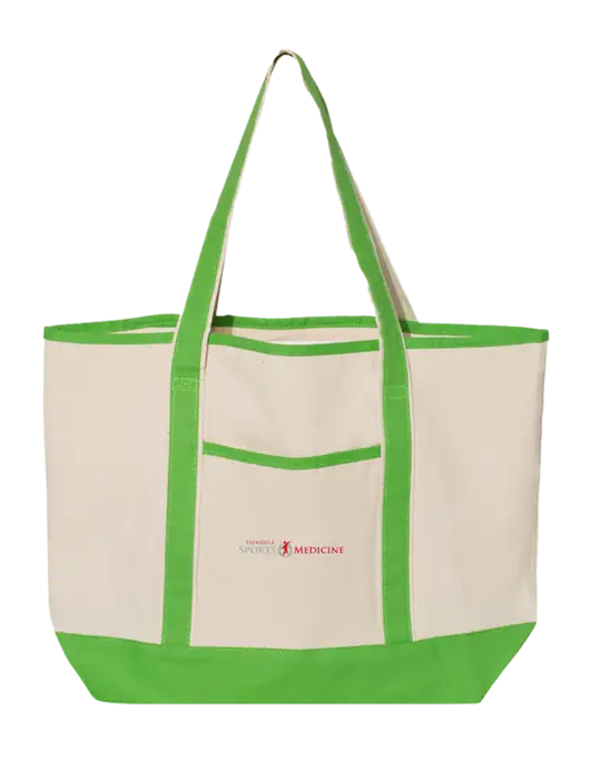 Natural/Light Kelly Large Canvas Deluxe Tote w/Espanola Logo