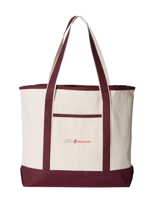 Natural/Maroon Large Canvas Deluxe Tote w/Espanola Logo