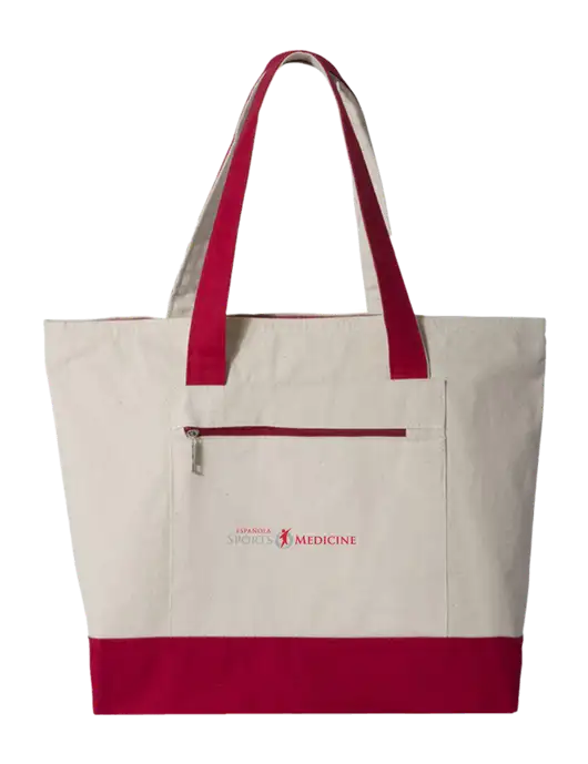 Natural/Red Zippered Tote  w/Espanola Logo