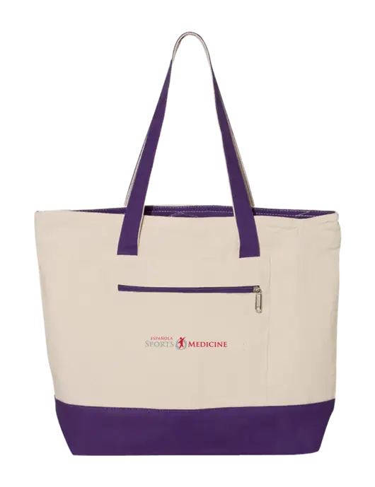 Natural/Purple Zippered Tote  w/Espanola Logo