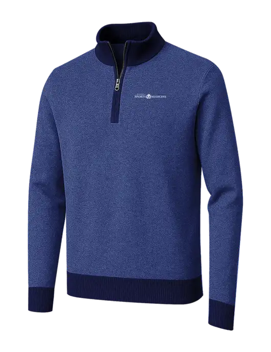 Brooks Brothers Navy/Dark Royal Washable Merino Birdseye 1/4-Zip Sweater w/Espanola Logo