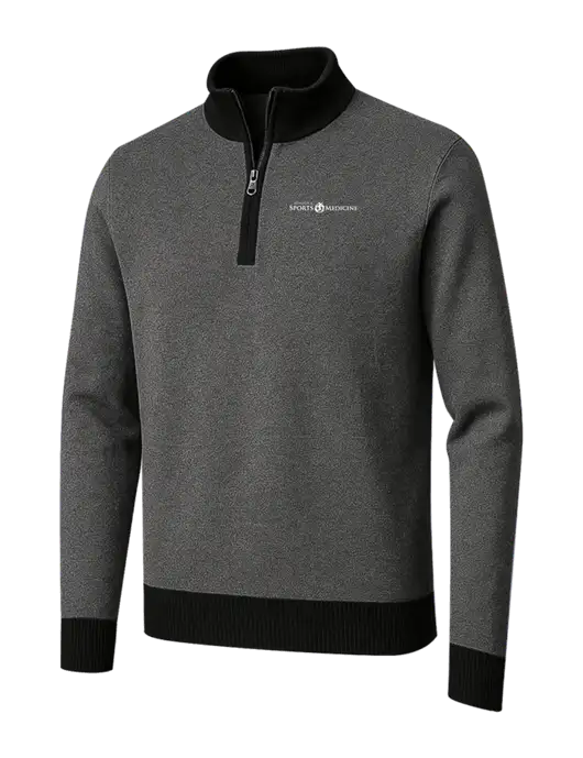 Brooks Brothers Black/Dark Grey Washable Merino Birdseye 1/4-Zip Sweater w/Espanola Logo