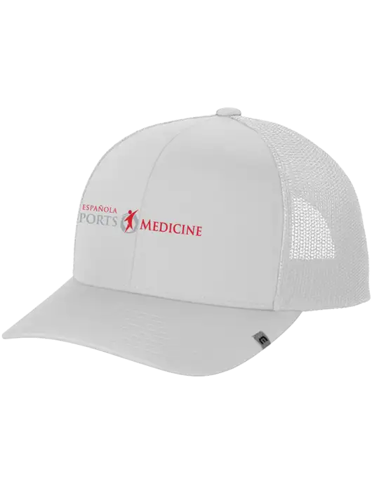 TravisMathew White Cruz Trucker Cap w/Espanola Logo