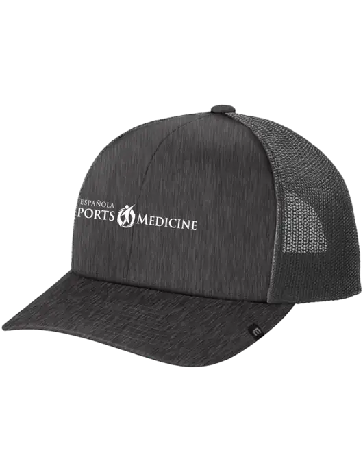 TravisMathew Very Dark Grey Heather Cruz Trucker Cap w/Espanola Logo