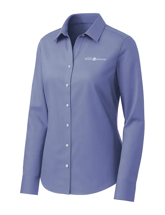 Brooks Brothers Womens Royal Blue Wrinkle-Free Stretch Pinpoint Shirt w/Espanola Logo