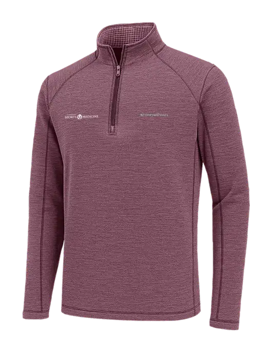 Vineyard Vines Heather Soft Maroon Sankaty Quarter-Zip Pullover
 w/Espanola Logo