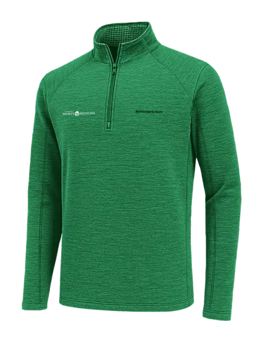 Vineyard Vines Heather Kelly Green Sankaty Quarter-Zip Pullover
 w/Espanola Logo