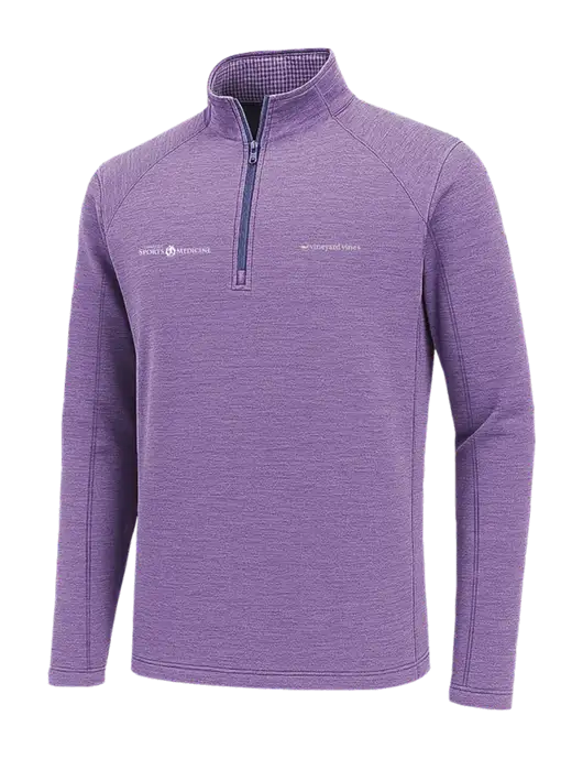 Vineyard Vines Heather Light Purple Sankaty Quarter-Zip Pullover
 w/Espanola Logo