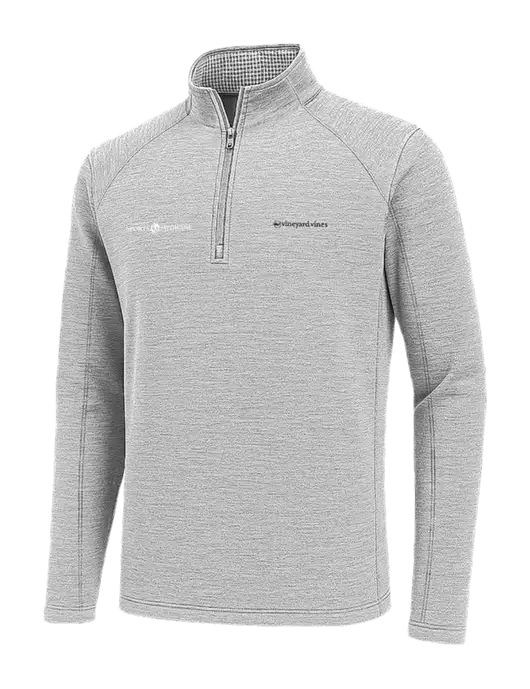 Vineyard Vines Light Grey Hather Sankaty Quarter-Zip Pullover
 w/Espanola Logo