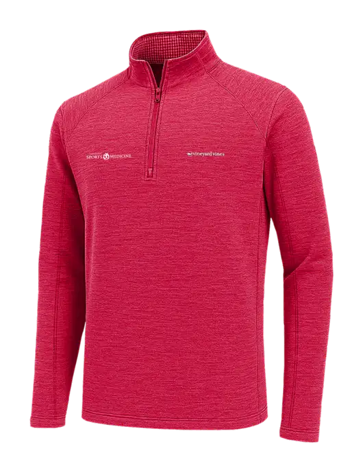 Vineyard Vines Heather Red Sankaty Quarter-Zip Pullover
 w/Espanola Logo