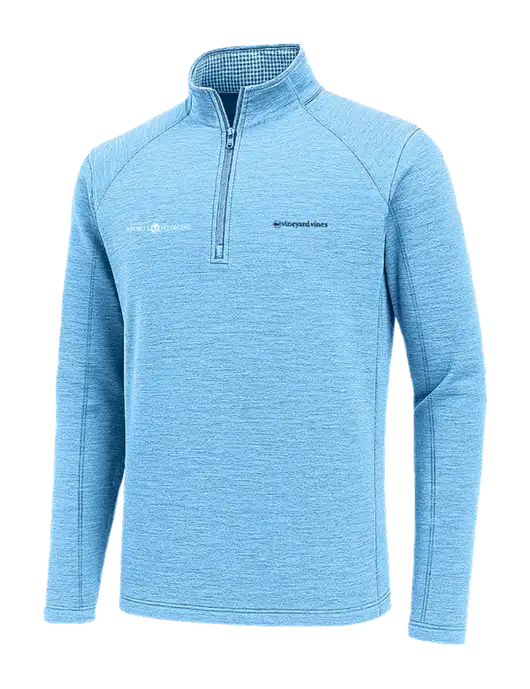 Vineyard Vines Very Light Heather Sapphire Sankaty Quarter-Zip Pullover
 w/Espanola Logo