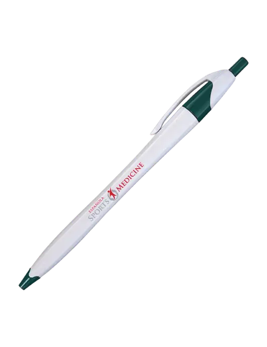 Novella White/Dark Green Classic Pen - Blue Ink w/Espanola Logo