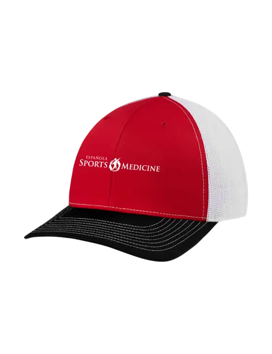 Richardson Adjustable Snapback Original 112 Trucker Cap Black/Red/White Mesh w/Espanola Logo